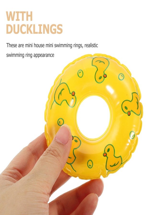 JOINPAYA 5pcs Mini Swimming Ring: 3.34in Cute Duck Lifebuoy Decorative Dollhouse Accessories Photo Props for Summer Sport Theme Decor - Image 3