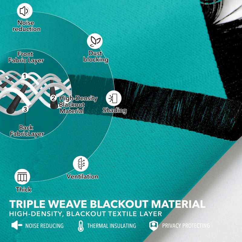 Deconovo Blackout Curtain Panels for Bedroom  Room Darkening Back Tab and Rod Pocket Curtains  42x72 Inch  Turquoise  2 Panels - Image 3