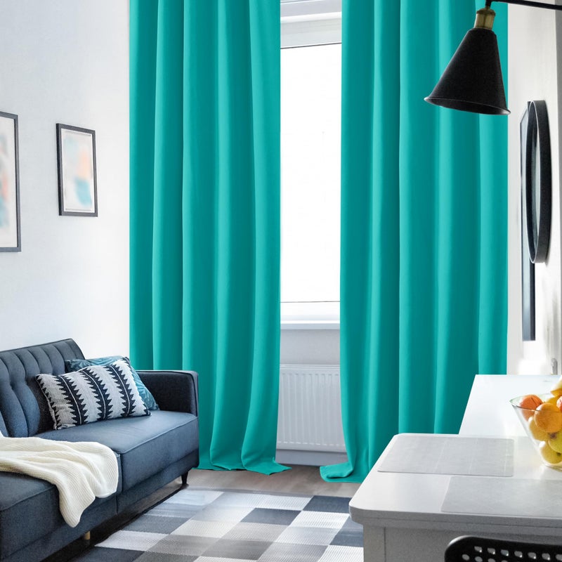 Deconovo Blackout Curtain Panels for Bedroom  Room Darkening Back Tab and Rod Pocket Curtains  42x72 Inch  Turquoise  2 Panels - Image 4