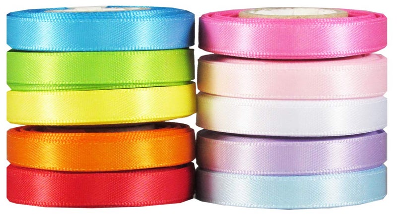 Q-YO 50yd(10x5yd) 1/4" Satin Ribbons for Crafts, Gift Package Wrapping, Hair Bow Clip Accessories Making, Crafting, Indoor Decor - Image 4