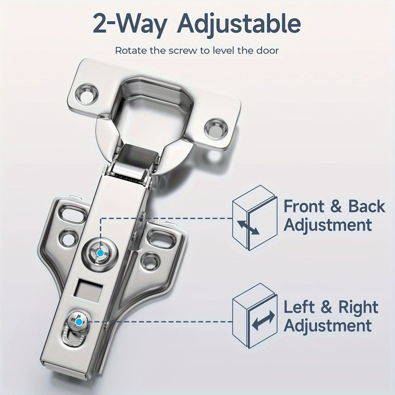 4 Hydraulic Damping Hinges Set Soft Close Quiet Durable Rust Resistant Wear Resistant With 24 Screws And Screwdriver For Home Cabinet Furniture - Image 4