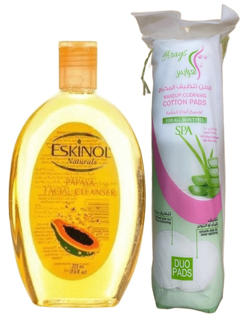 Eskinol Facial Deep Cleanser With Pure Papaya Extract 225 ml And natural cotton, multi-use - Image 1