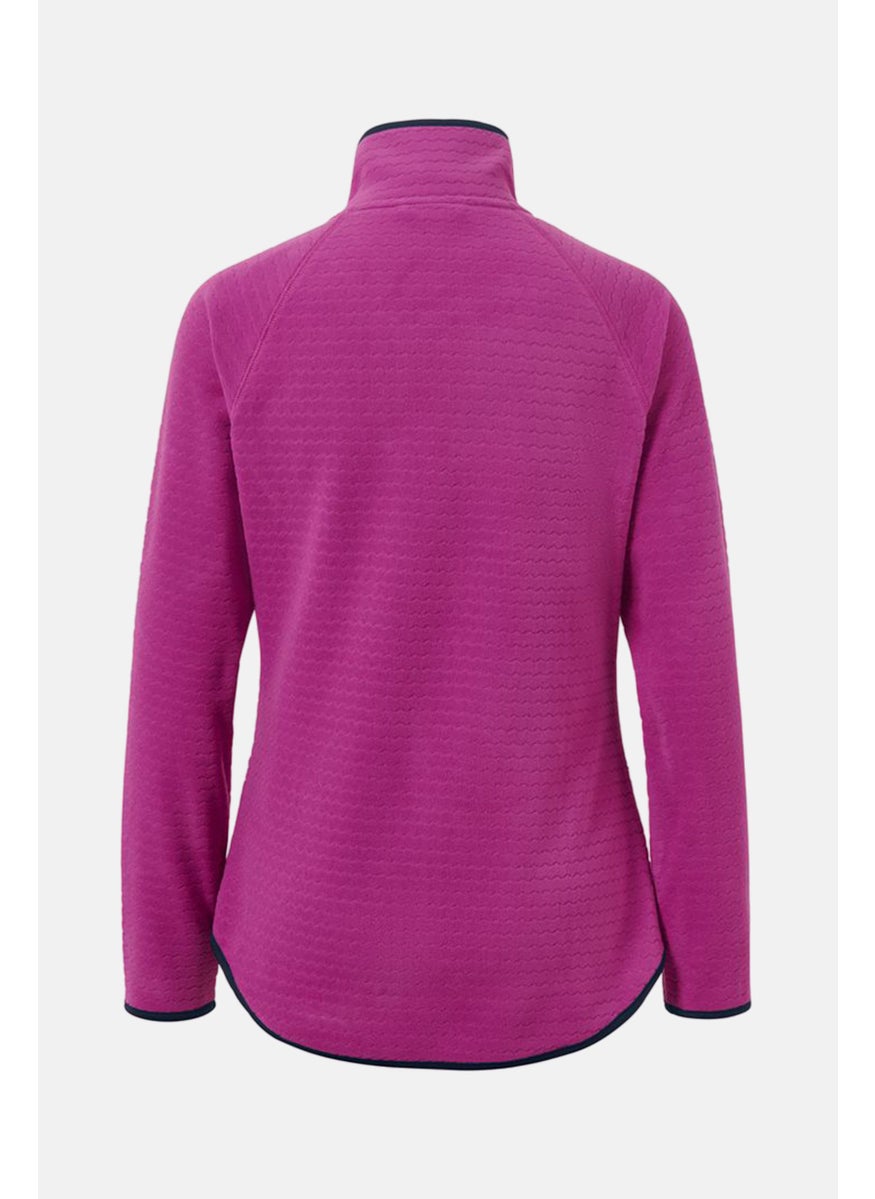Tchibo Women Mock Neck Textured Long Sleeves Sweatshirt, Magenta  - Image 3