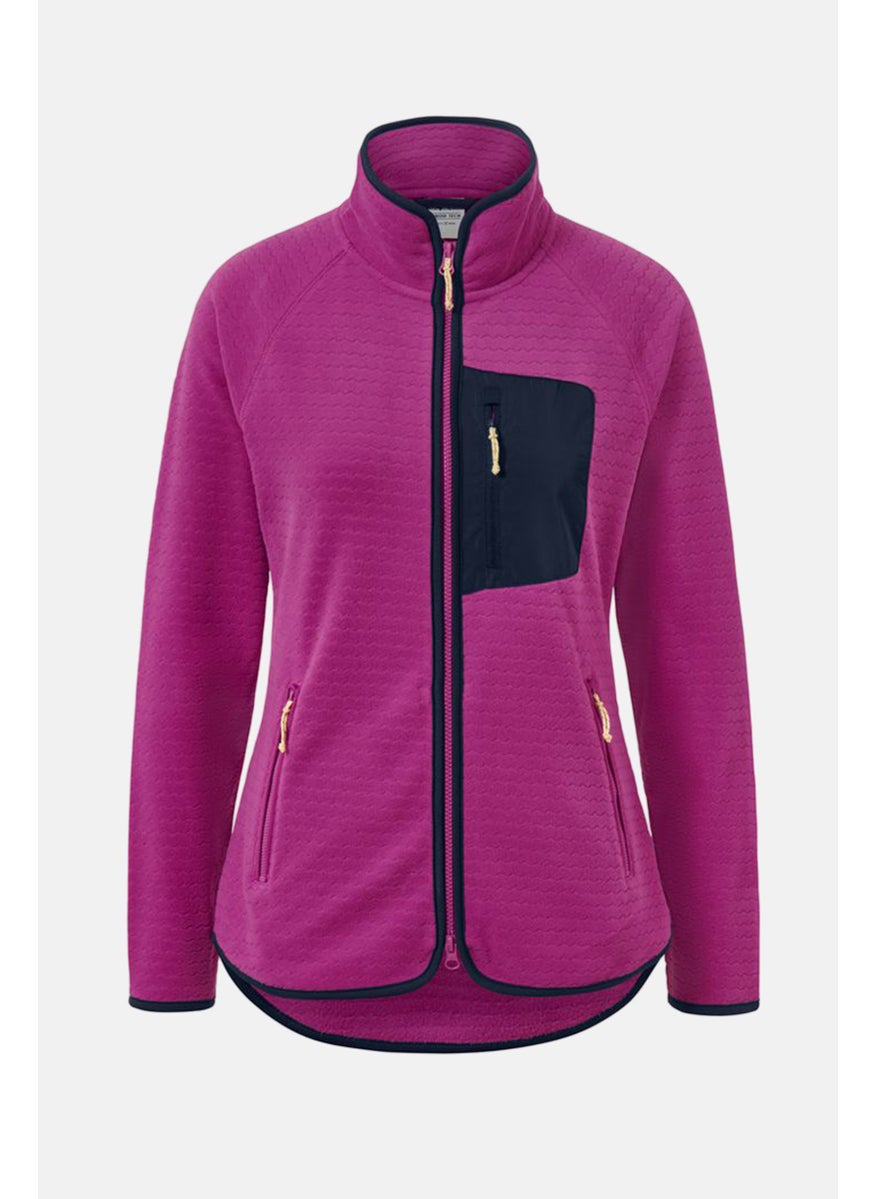 Tchibo Women Mock Neck Textured Long Sleeves Sweatshirt, Magenta  - Image 2