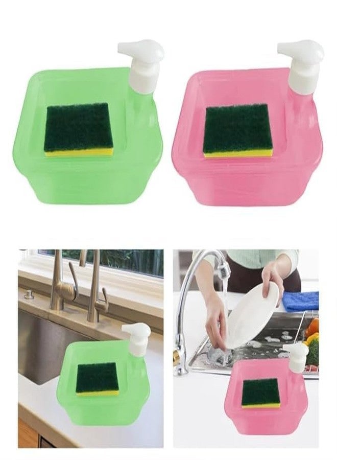 DEEDECORWAVE 2-in-1 Liquid Soap Dispenser with Pump & Sponge Holder 1000ml Large Capacity Manual Sink Dishwashing Soap Dispenser Durable Plastic with Ergonomic Pump Kitchen & Bathroom Essential - Image 4