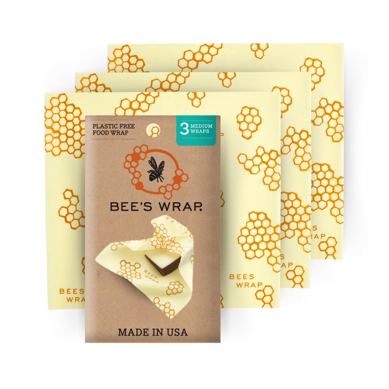 Bee's Wrap Beeswax Wraps for Food - Honeycomb Medium 3 Pack Made in USA Reusable & Organic Food Wraps, Sandwich Wrap & Bowl Covers - Eco-Friendly Alternative to Aluminum Foil & Plastic Wrap - Image 1