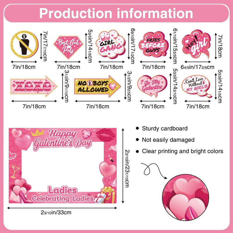 Biswiter 35 Pcs Galentines Photo Booth Props with Photo Frame, Galentines Day Photo Booth Props, Galentines Day Decorations Happy Galentines Day Decoration Be My Galentine Photo Props, Galentines Day for Party - Image 2