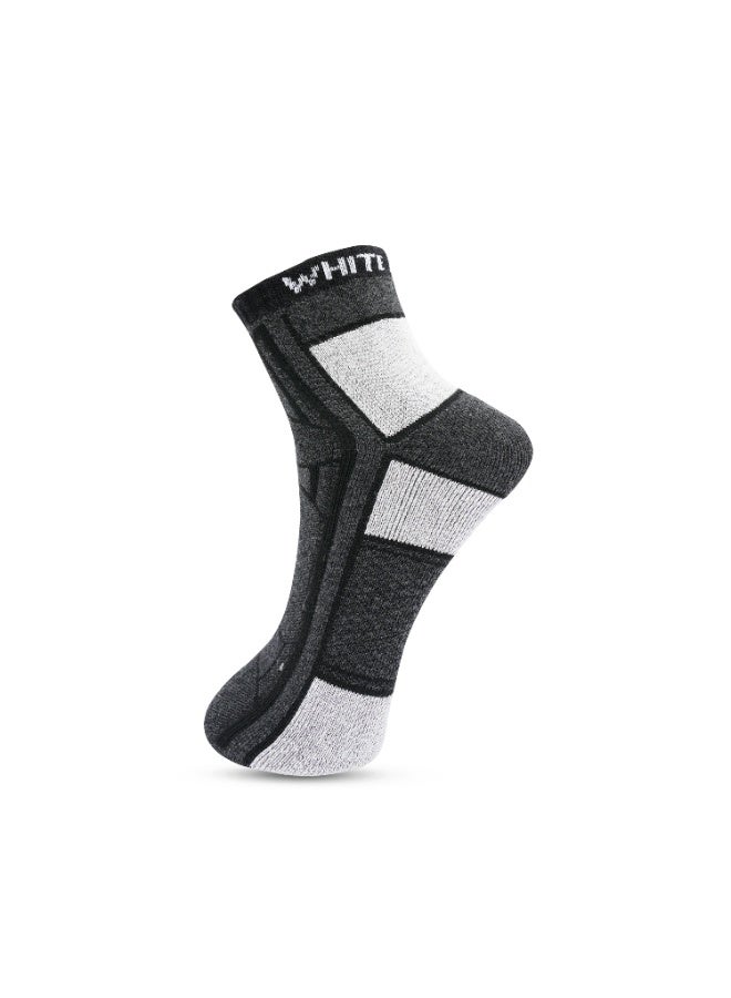 White Leaf 3 Pack Terry Ankle Socks - Blue, Gray and White - Image 4