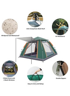 Generic Camping Tent - Family 4-6 Person Easy Setup with Pop-Up Carry Bag Waterproof Windproof for Camping Hiking Mountaineering Aluminum Green  - Image 2