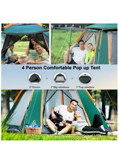 Generic Camping Tent - Family 4-6 Person Easy Setup with Pop-Up Carry Bag Waterproof Windproof for Camping Hiking Mountaineering Aluminum Green  - Image 3