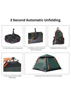 Generic Camping Tent - Family 4-6 Person Easy Setup with Pop-Up Carry Bag Waterproof Windproof for Camping Hiking Mountaineering Aluminum Green  - Image 4