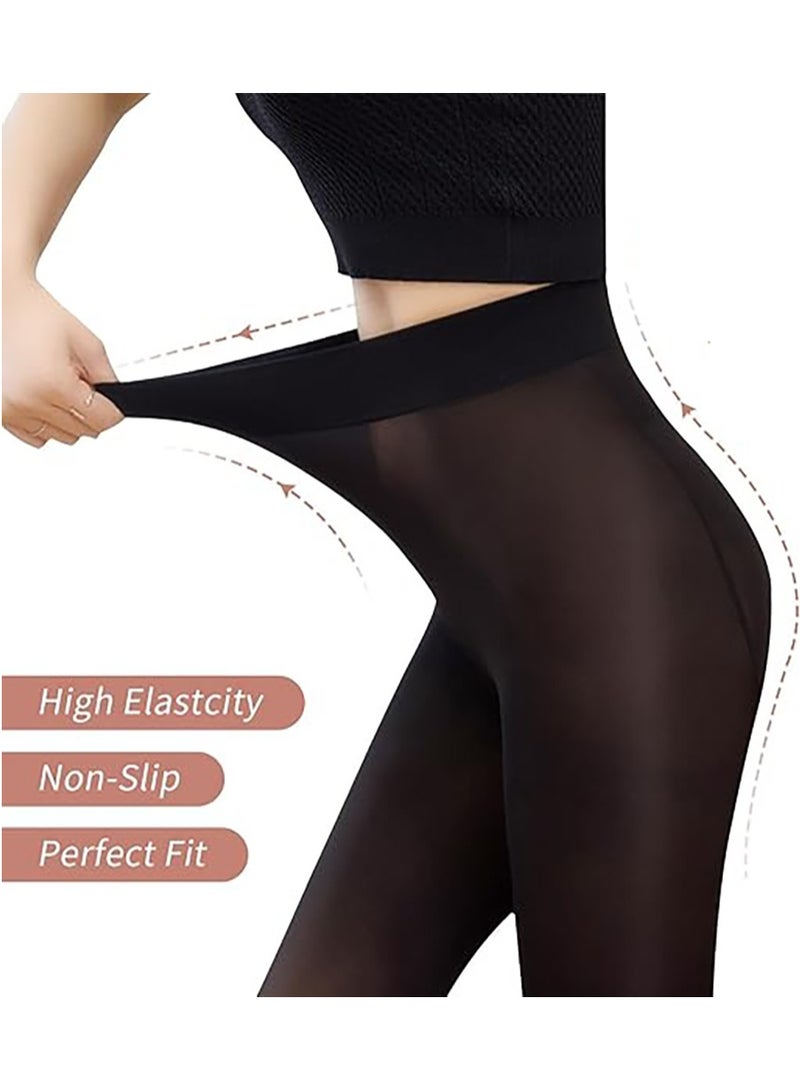 VUCATIN 2Pack Gloss Tights High Waist Sheer Women Pantyhose 360° Seamless Sheer Girls Stockings Women Tights with 3D Soft Top Footed Run Resistant for Daily Wear, One Size Black - Image 3
