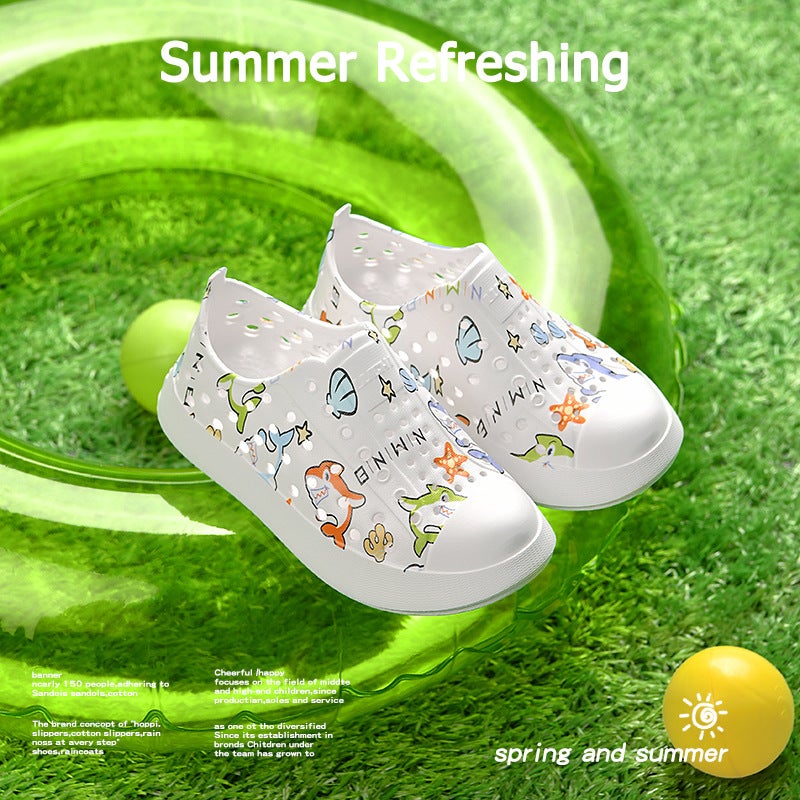 Large Hole Thick Bottom Children'S Hole Shoes Boys And Girls Summer Cartoon Hollow Parent-Child Waterproof Sandals Beach Shoes - Image 1