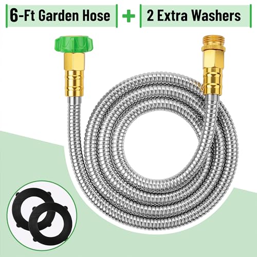 UNCO- Stainless Steel Metal Hose, 6 Feet, No Kink, Short Garden Hose Metal - Image 2