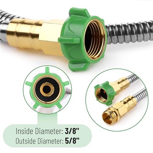 UNCO- Stainless Steel Metal Hose, 6 Feet, No Kink, Short Garden Hose Metal - Image 4