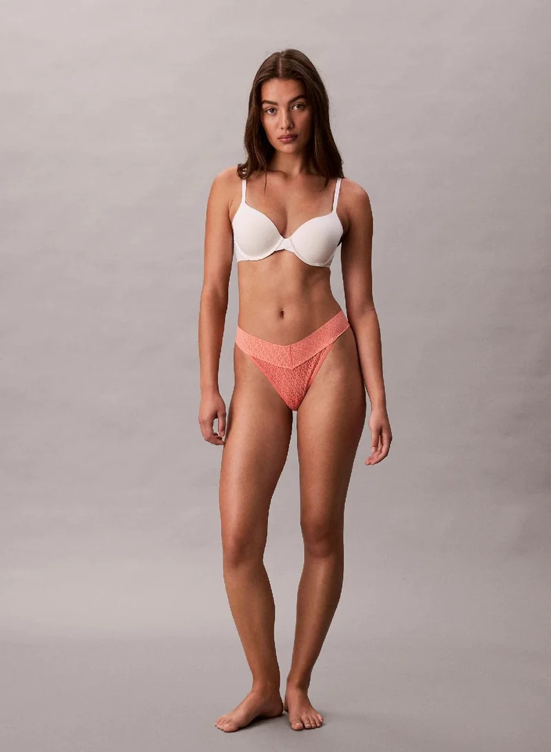 Calvin Klein Coral Pop Low Rise Thong - Icon Logo Lace for Women | Best Price UAE