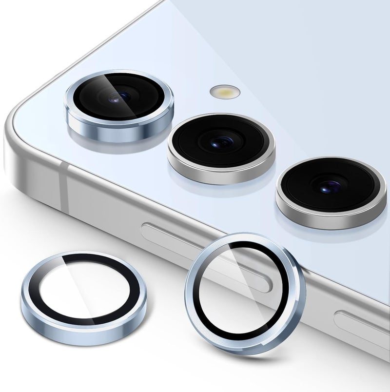 ZARALA Camera Lens Frame Glass Compatible with Samsung Galaxy S24 FE 5G Tempered Glass Aluminum Alloy Frame Individual Camera Lens Protector Cover (Samsung Galaxy S25, SERA Blue) - Image 1