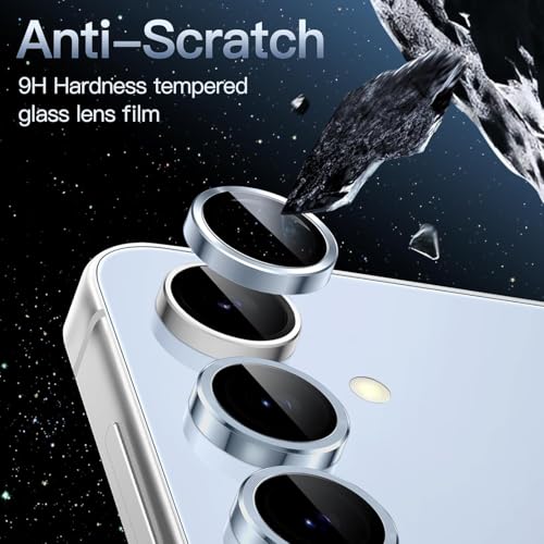 ZARALA Camera Lens Frame Glass Compatible with Samsung Galaxy S24 FE 5G Tempered Glass Aluminum Alloy Frame Individual Camera Lens Protector Cover (Samsung Galaxy S25, SERA Blue) - Image 3