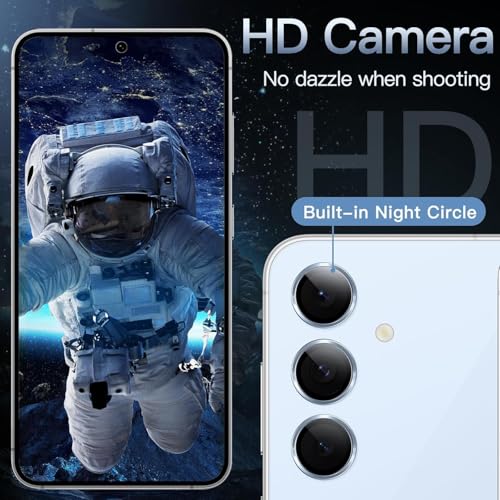 ZARALA Camera Lens Frame Glass Compatible with Samsung Galaxy S24 FE 5G Tempered Glass Aluminum Alloy Frame Individual Camera Lens Protector Cover (Samsung Galaxy S25, SERA Blue) - Image 5