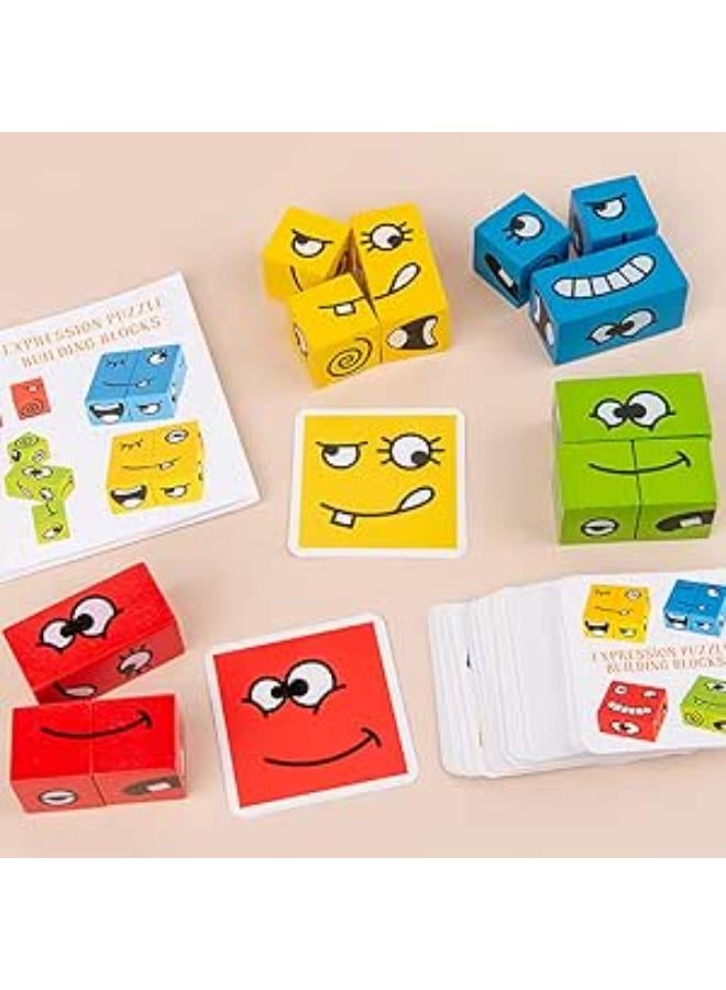 Wooden Expressions Matching Face Changing Blocks Toy, Baby