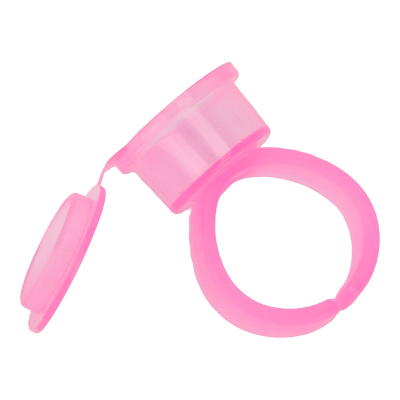 50Pcs Microblading Pigment Ring Cups with Cover for Tattoo Ink Semi Permanent Makeup Eyebrow Glue Container Pink - Image 4