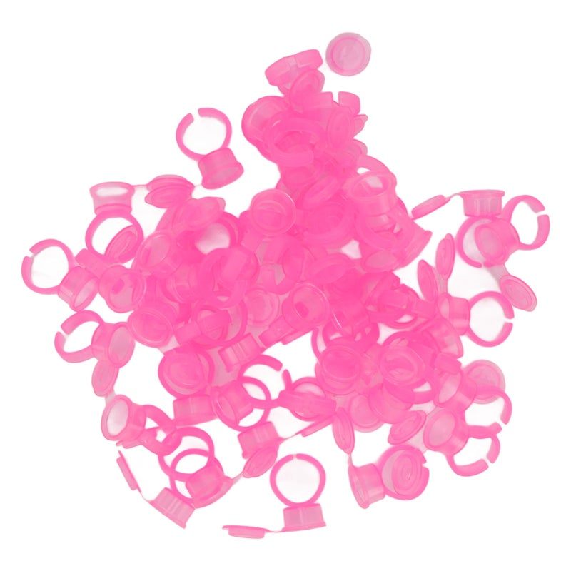 50Pcs Microblading Pigment Ring Cups with Cover for Tattoo Ink Semi Permanent Makeup Eyebrow Glue Container Pink - Image 3