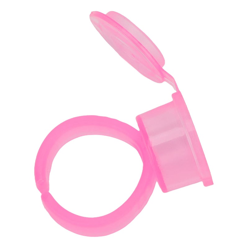 50Pcs Microblading Pigment Ring Cups with Cover for Tattoo Ink Semi Permanent Makeup Eyebrow Glue Container Pink - Image 5