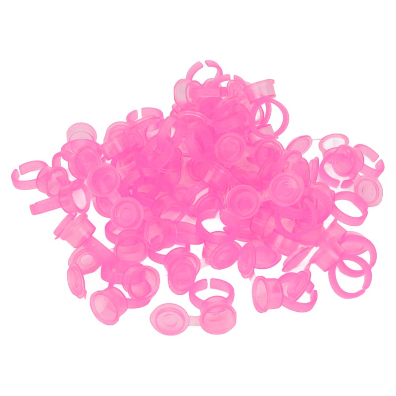 50Pcs Microblading Pigment Ring Cups with Cover for Tattoo Ink Semi Permanent Makeup Eyebrow Glue Container Pink - Image 2