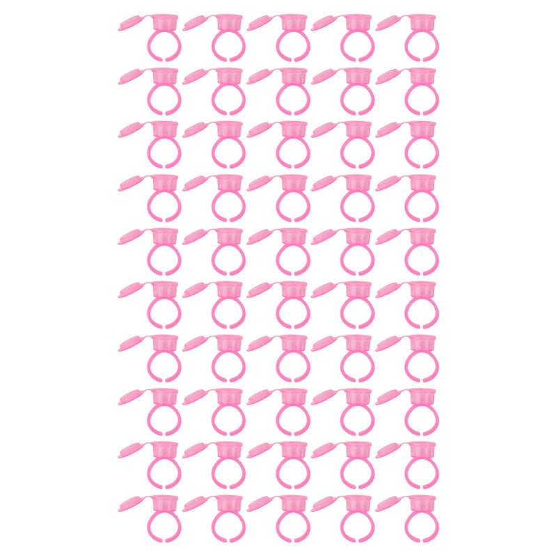 50Pcs Microblading Pigment Ring Cups with Cover for Tattoo Ink Semi Permanent Makeup Eyebrow Glue Container Pink - Image 1