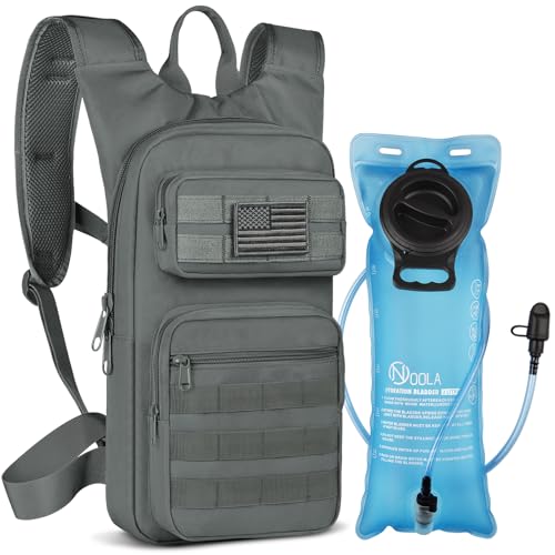NOOLA Hydration Backpack with 3L TPU Water Bladder, Tactical Molle Water Backpack for Men Women, Hydration Pack for Hiking, Biking, Running and Climbing ,Grey - Image 1