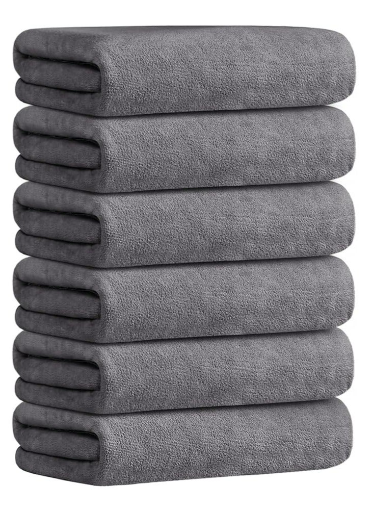 عربست منشفة حمام، مجموعة من 6 مناشف حمام من الألياف الدقيقة (30 سم × 60 سم) - منشفة كبيرة جدًا ماصة وسريعة الجفاف من الألياف الدقيقة تُستخدم كمنشفة لياقة بدنية ومنشفة رياضية ومنشفة يوجا - Image 1