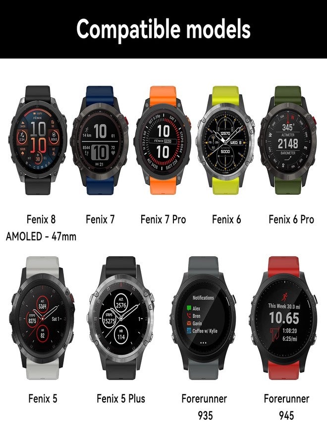 MYSNBKN 22 mm Quick Fit Bracelet for Fenix 8 47 mm/Fenix 7/Fenix 7 Pro/Fenix 6/Fenix 6 Pro/Fenix 5/EPIX/EPIX Gen2, Soft Silicone Replacement Strap for Forerunner 935/945/955/965/Approach S62, 22MM - Image 5