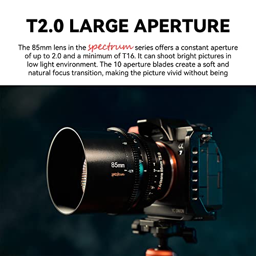 7artisans 85mm T20 Large Aperture Full Frame Cine Lens Compatible for Nikon ZMount Manual Focus Low Distortion Cinema Lens Mirrorless Cameras for Nikon Z5 Z6 Z7 Z9 Z50 Z6II Z7II ZFC Black - Image 3