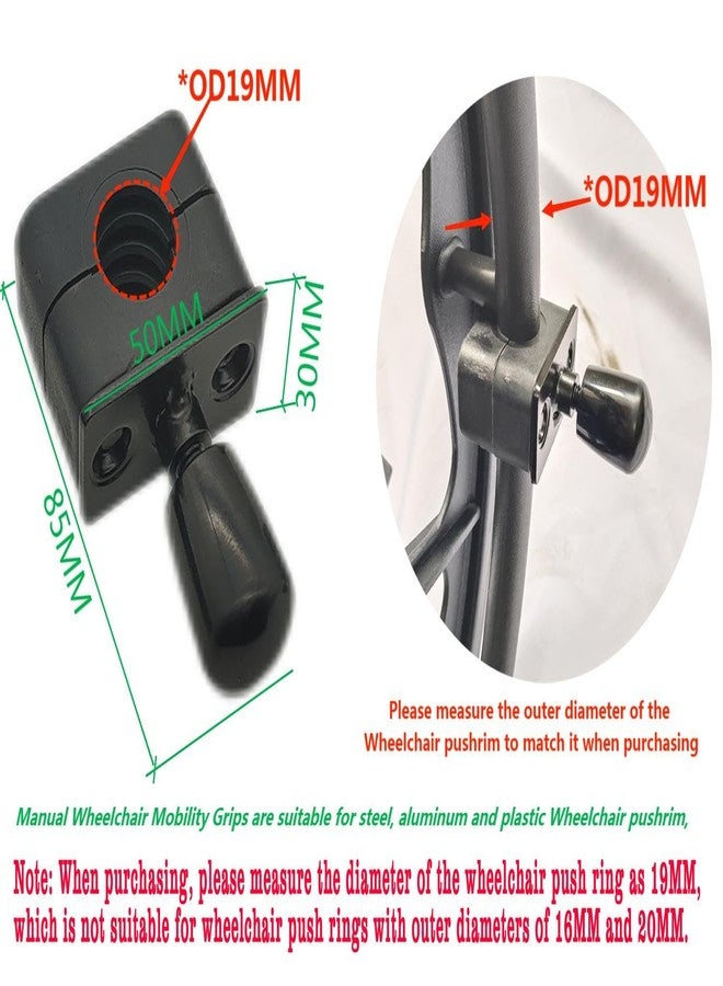 ForconMed Mobility Grips Labor-Saving Tool for 19MM Wheelchair Pushrim - Rear Wheel Parts with Tools and Hardware (3PCS, Black) - Image 3