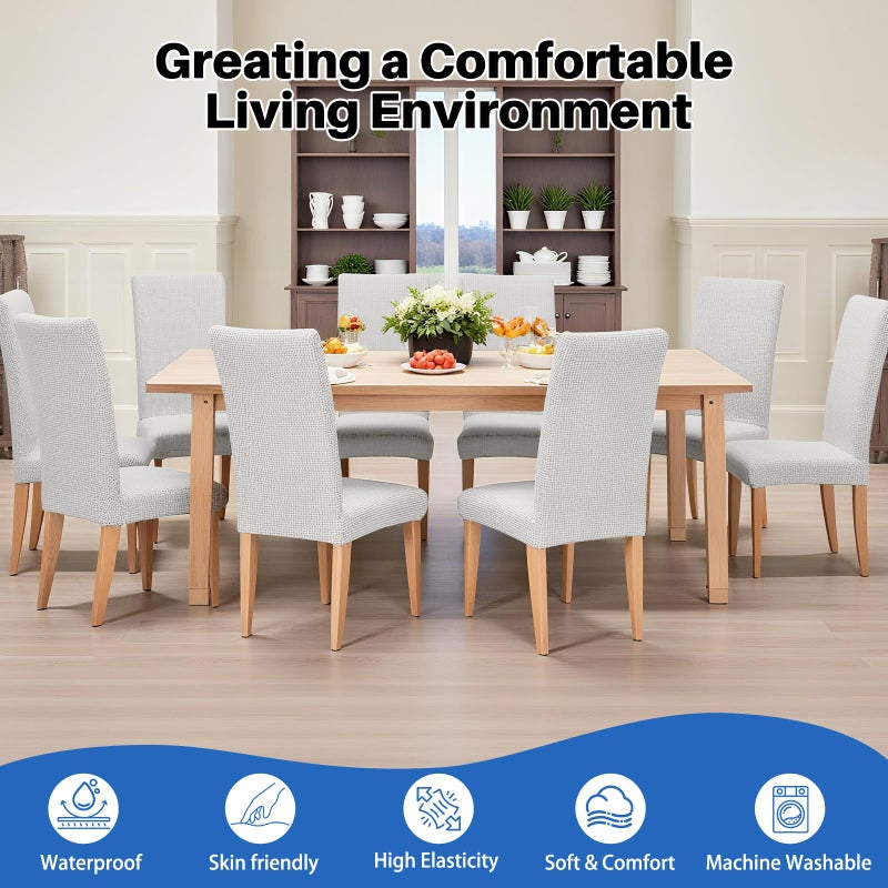 Dioxide Waterproof Chair Covers for Dining Chairs, Stretch Dining Chair Covers Set of 6, Parson Chair Slipcovers, Removable Washable Kitchen Chairs Seat Covers Protectors for Home Restaurant Banquet - Image 2