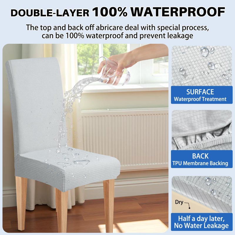 Dioxide Waterproof Chair Covers for Dining Chairs, Stretch Dining Chair Covers Set of 6, Parson Chair Slipcovers, Removable Washable Kitchen Chairs Seat Covers Protectors for Home Restaurant Banquet - Image 4