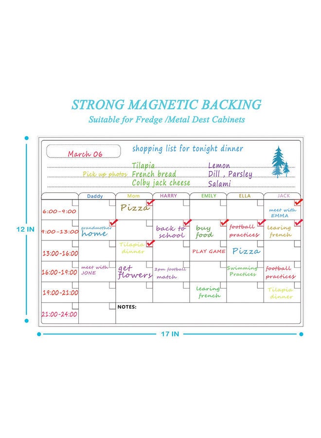 لوح سبورة مغناطيسي بخاصية المسح الجاف للجداول الشهرية والأسبوعية أبيض - Image 4
