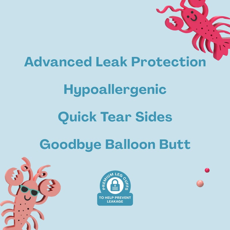 Hello Bello Premium Swim Diapers - Size L (32-40 lbs), Cute Extra-Bright Lobster Designs, 17 Count Jumbo Pack - Image 4