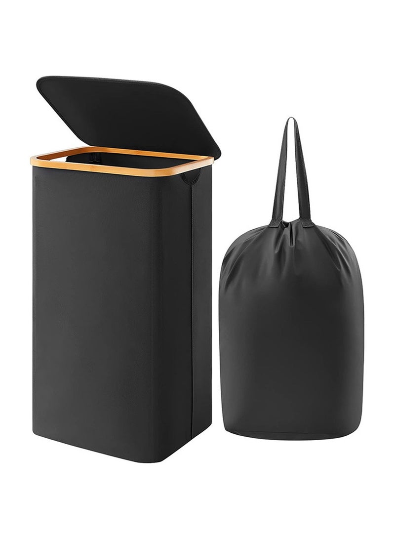 Arabest Laundry Basket, Laundry Hamper with Lid and Removable Laundry Bags, Laundry Bin for Bathroom, Bedroom(Black) - Image 1