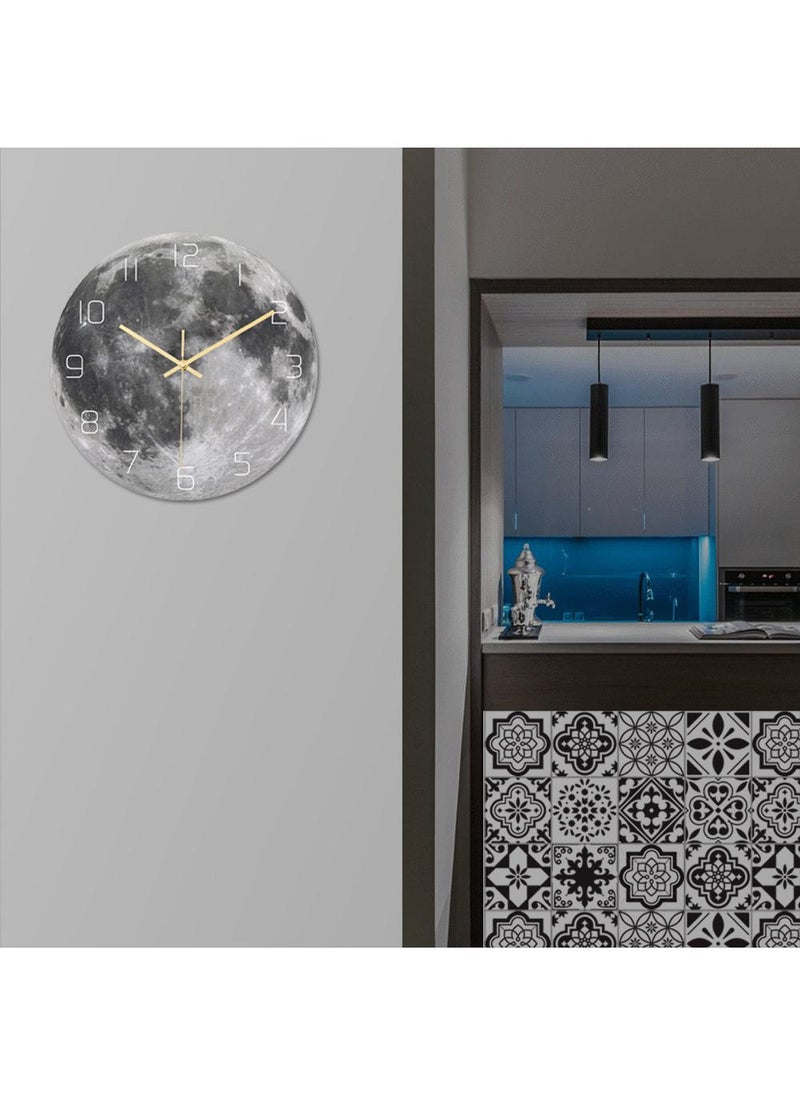 Bluejw Luminous Wall Clock For Bedroom, 12 Inch Silent Battery-Operated Wall Clocks For Living Room Or Kitchen, Large Display Night Light Up Kids Boys Birthday Gift Glow In The Dark -Moon  - Image 5
