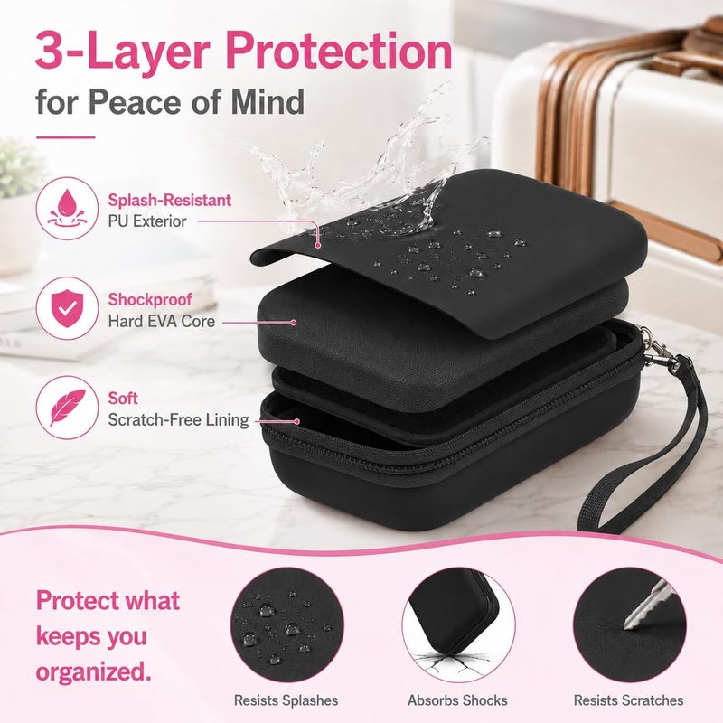 بايول حافظة متوافقة مع Phomemo D30 D35 M02/ M02S لطابعة الملصقات NELKO، ولـ NIIMBOT ولـ JADENS ولـ Memoking ولـ SUPVAN، حاملة تخزين ملصقات ولفات ورق شريط (الصندوق فقط) (أسود كامل) - Image 3