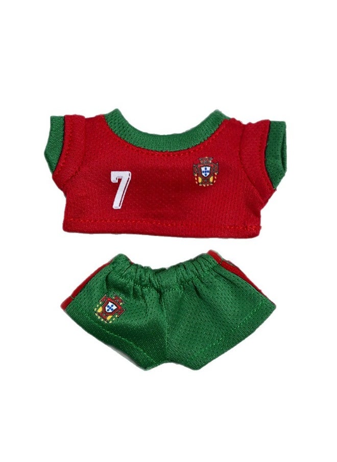 BRIXSPARK Doll Clothes for Labubu - Clothes Outfit Set for 17cm labubu -Portuguese jersey +Portuguese football pants Outfit Set,Luxury Doll Clothing & Style Bundle(No Doll,Just Clothes)  - Image 2