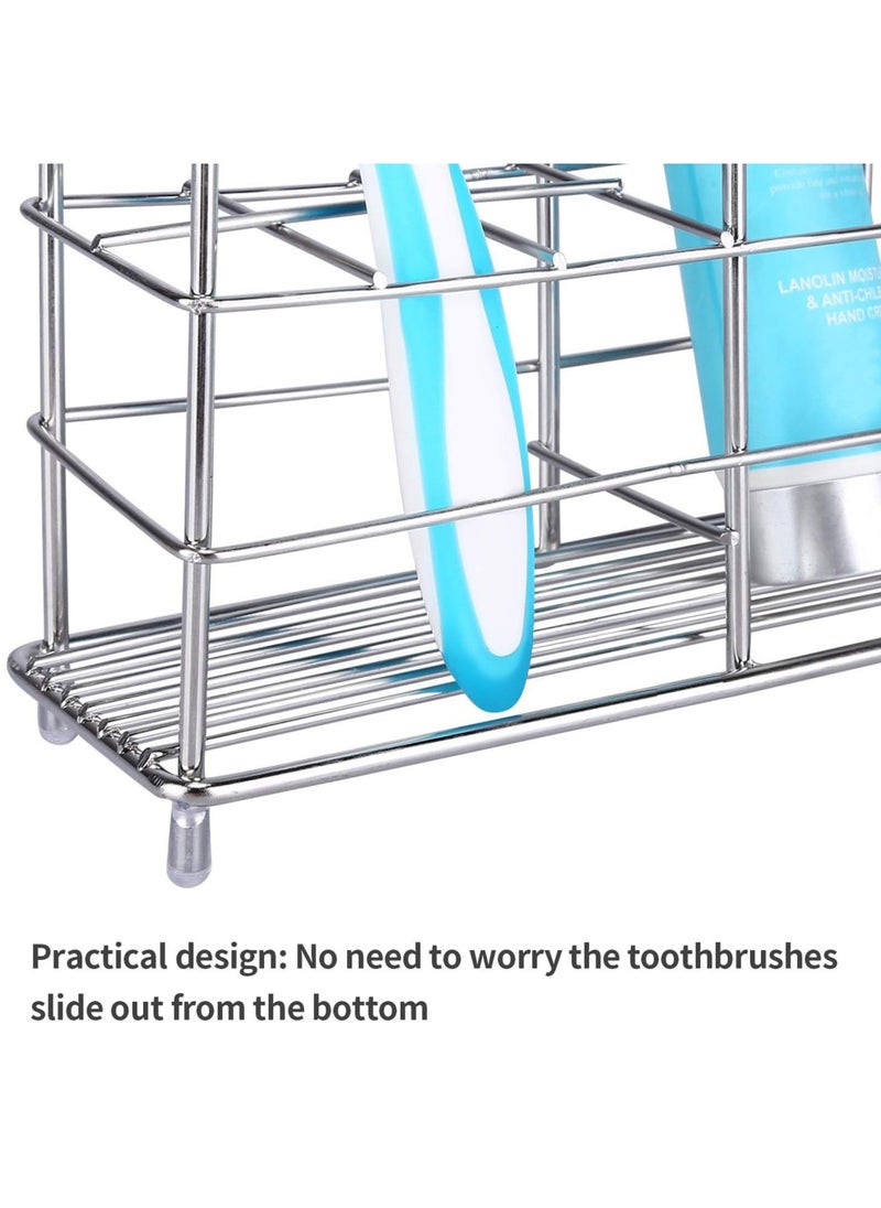 sulfar - Sulfar Toothbrush Toothpaste Holder for Bathroom, Steel Bathroom 7 Slot Toothbrush Holder (Silver) - Image 1