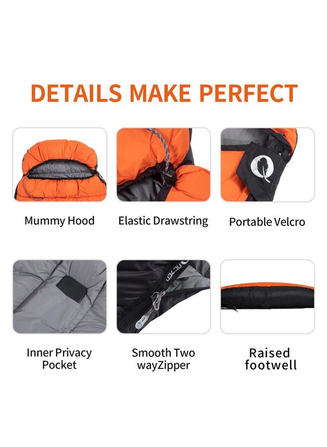 QEZER Down Sleeping Bag for Adults 600 Fill Power Cold Weather Sleeping Bag Ultralight Sleeping Bag with Compression Sack for Backpacking, Camping, Hiking - Image 5