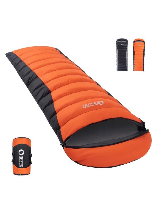 QEZER Down Sleeping Bag for Adults 600 Fill Power Cold Weather Sleeping Bag Ultralight Sleeping Bag with Compression Sack for Backpacking, Camping, Hiking - Image 1