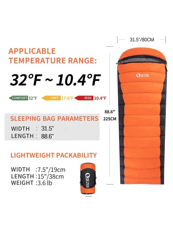 QEZER Down Sleeping Bag for Adults 600 Fill Power Cold Weather Sleeping Bag Ultralight Sleeping Bag with Compression Sack for Backpacking, Camping, Hiking - Image 2
