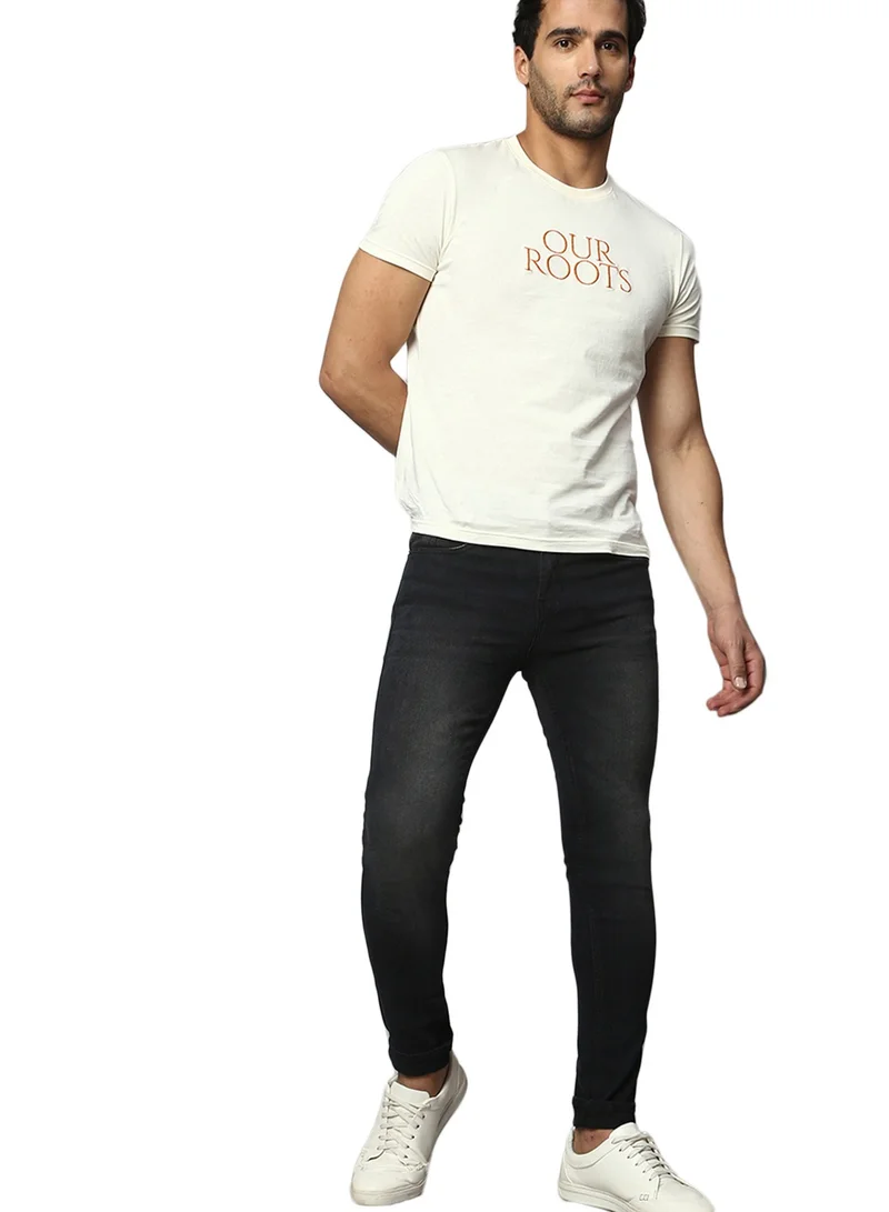 دينيس لينغو جينز رجالي أسود بقصة ضيقة مع إغلاق بأزرار وسحاب