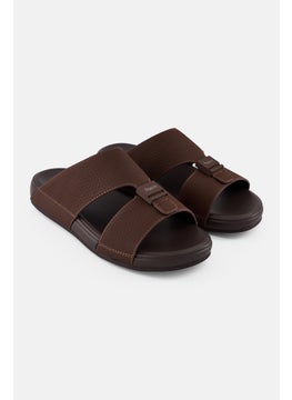 Algspar Men 2 Strap Slip On Arabic Sandals, Brown  - Image 1
