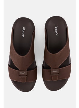 Algspar Men 2 Strap Slip On Arabic Sandals, Brown  - Image 4