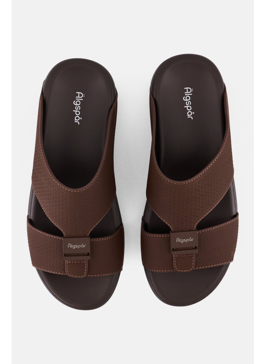 Algspar Men 2 Strap Slip On Arabic Sandals, Brown  - Image 4